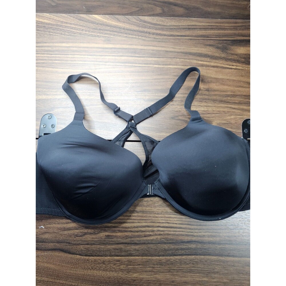 Maidenform Black Front Close Bra 38D Padded Underwire Racerback Smooth